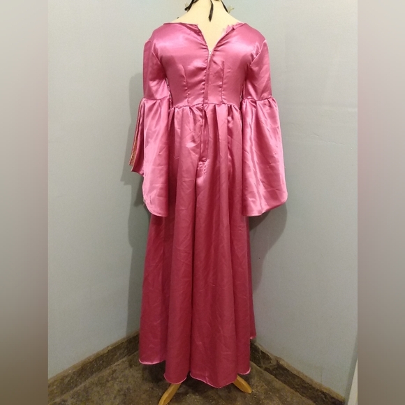 Medieval Renaissance Dress Satin Pink Rose Costume Queen Royal Gown S Cosplay - Picture 2 of 16